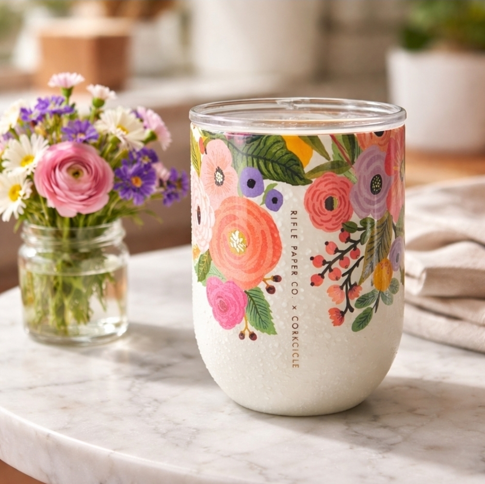 Rifle Paper Co. x Corkcicle Garden Party 12oz Insulated Stemless Wine Cup Floral